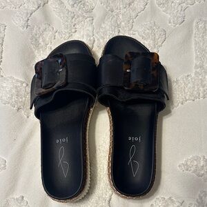 Joie Black Sandals with Tortoise Buckle